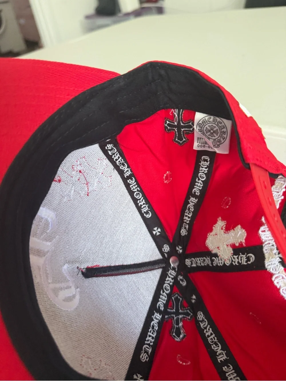 Red Gothic CH Cross Embroidered Baseball Cap Adjustable Unisex